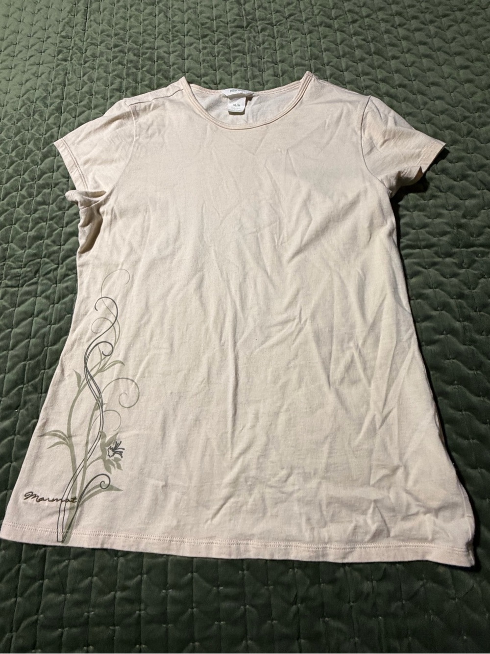 Marmot crewneck t-shirt beige with a floral graphic size medium